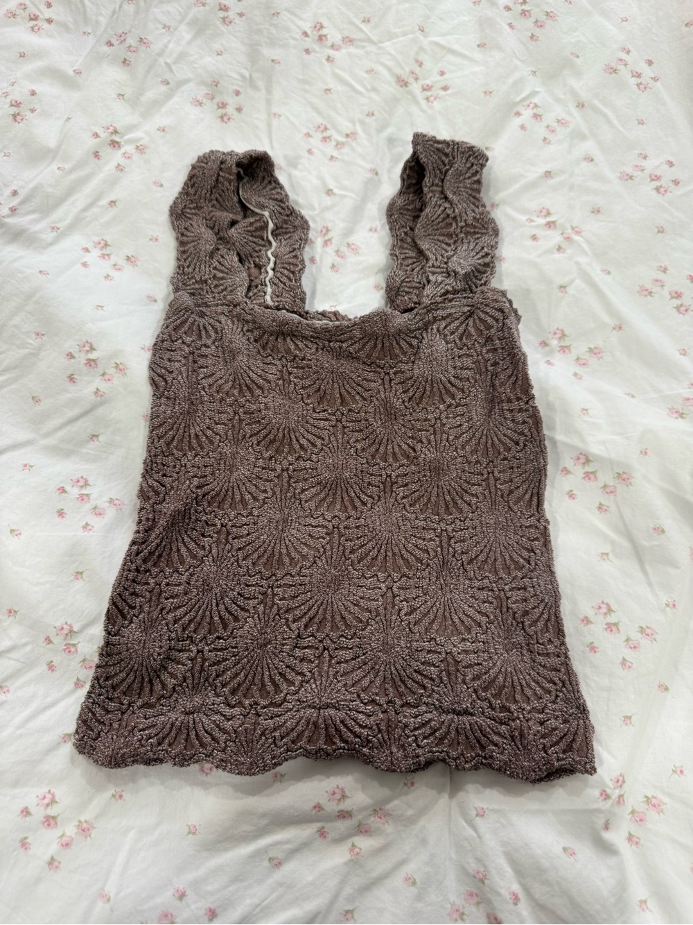 Free People Brown Textured Crochet Tank Top - Picture 2 of 2